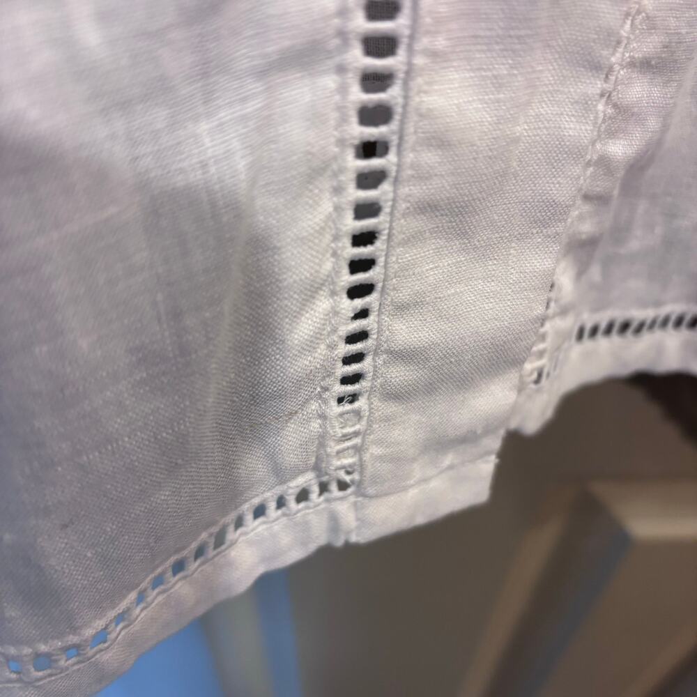 Liz Claiborne White 100% Linen Ladder Lace Tunic Blouse - Size 1XL - Picture 9 of 12